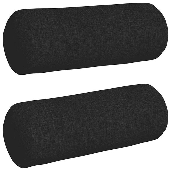 vidaXL Coussins d'accent 2 pcs Noir Ø 25 x 70 cm tissu