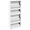 vidaXL Armoire &agrave; chaussures miroir 4 niveaux blanc brillant