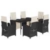 vidaXL Ensemble &agrave; manger de jardin coussins 7pcs Noir R&eacute;sine tress&eacute;e