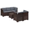 vidaXL Canap&eacute; de Jardin 5 Places avec Coussins Aspect Rotin PP Marron