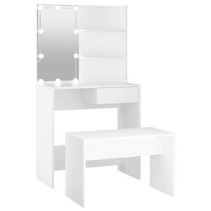 vidaXL Ensemble de coiffeuse avec LED Blanc Bois d'ing&eacute;nierie