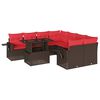 vidaXL Ensemble de canap&eacute; de jardin 9 pcs avec coussins marron r&eacute;sine tress&eacute;e