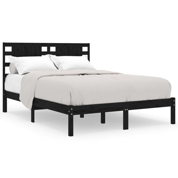 vidaXL Cadre de lit sans matelas noir 200x200 cm bois massif de pin