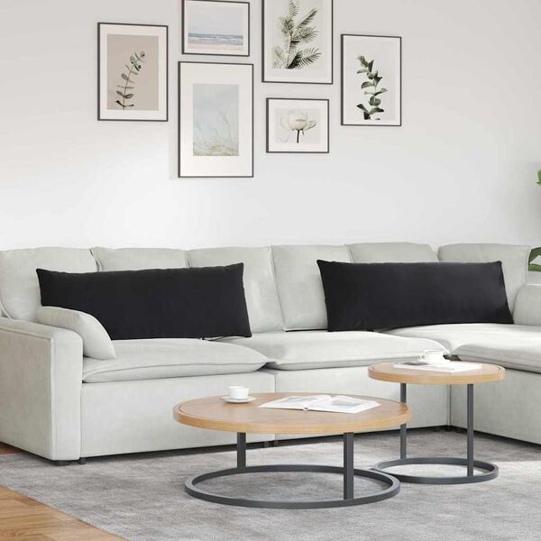vidaXL Coussins de canap&eacute; 2 pcs Noir 120 x 40 cm