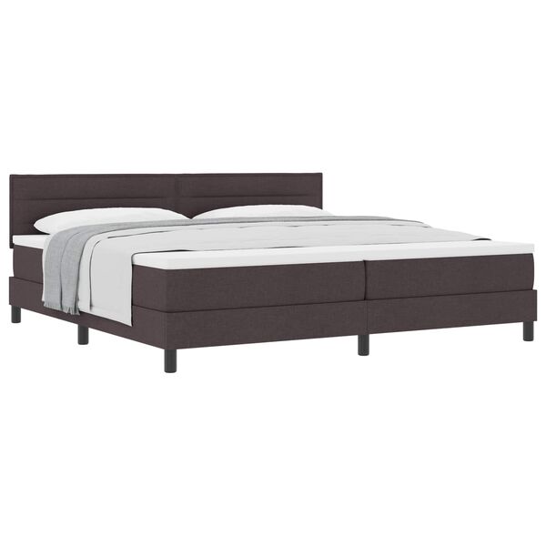 vidaXL Lit &agrave; ressorts avec matelas Marron fonc&eacute; 200 x 200 cm tissu