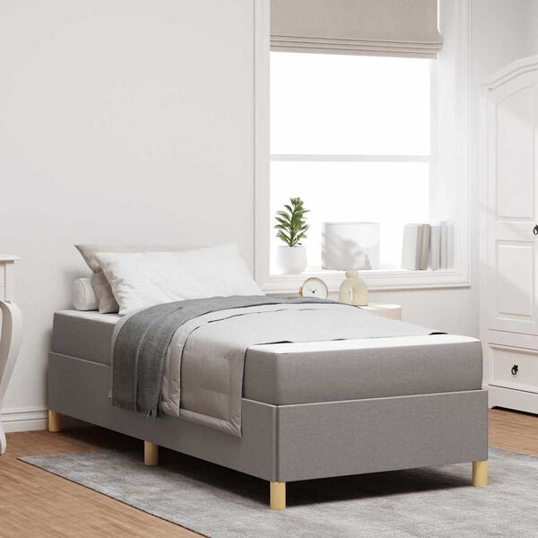 vidaXL Cadre de lit avec matelas Taupe 90 x 200 cm tissu
