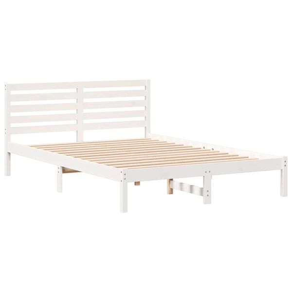 vidaXL Cadre de lit avec t&ecirc;te de lit Blanc 140 x 210 cm Pin massif