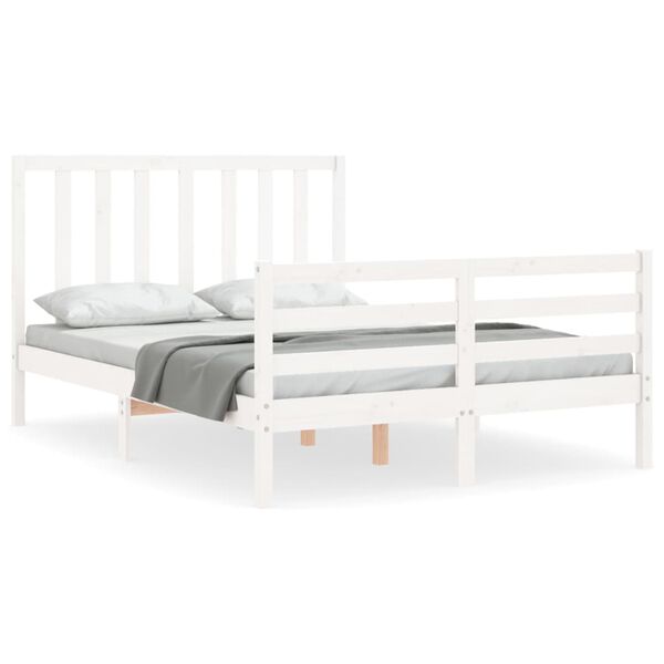 vidaXL Cadre de lit sans matelas blanc 140x190 cm bois de pin massif