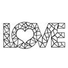 Homemania D&eacute;coration murale Mot Love 50x20 cm Acier Noir