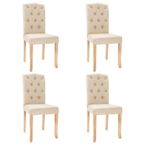 vidaXL Chaises &agrave; manger lot de 4 cr&egrave;me tissu