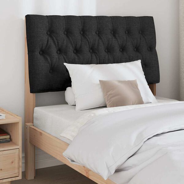 vidaXL T&ecirc;te de lit capitonn&eacute;e Noir 90 cm Pin massif