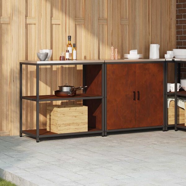 vidaXL Ensemble de rangement cuisine 2 pcs Rouill&eacute; Acier patin&eacute;