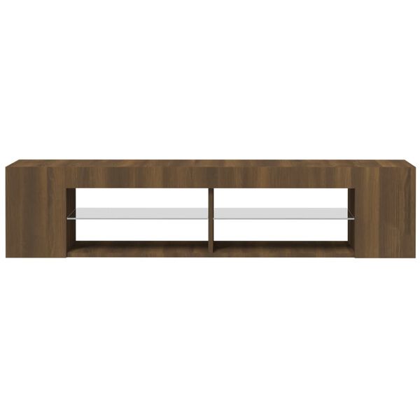 vidaXL Meuble TV avec lumi&egrave;res LED ch&ecirc;ne marron 135x39x30 cm