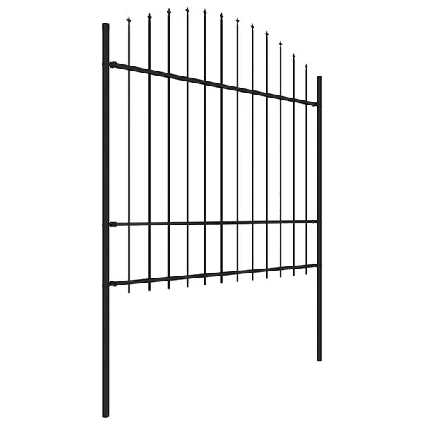 vidaXL Cl&ocirc;ture de jardin avec dessus en forme de lance en acier 1248 x 175 cm Noir