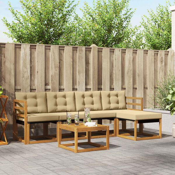 vidaXL Ensemble de canap&eacute;s d'ext&eacute;rieur 6 pcs Naturel et Beige