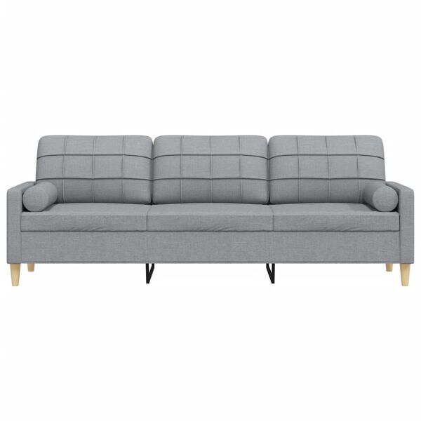 vidaXL Canap&eacute; 3 places avec oreillers gris clair 210 cm tissu