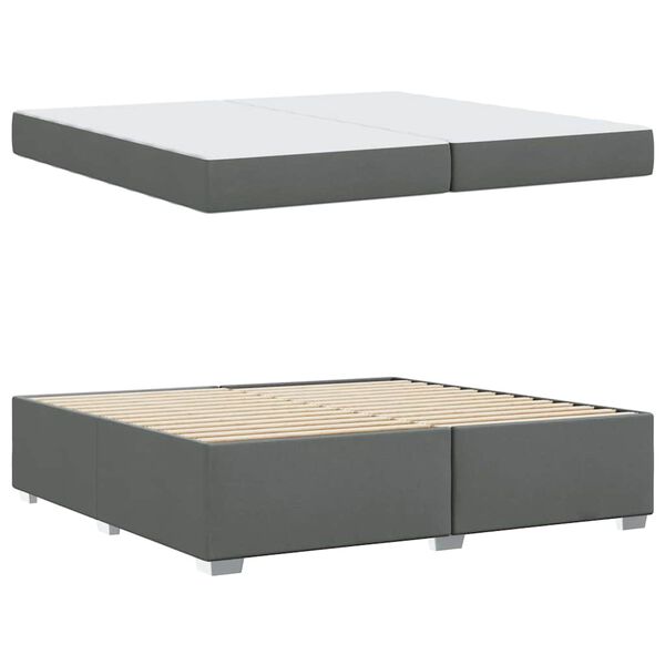 vidaXL Cadre de lit avec matelas Gris fonc&eacute; 200 x 200 cm tissu