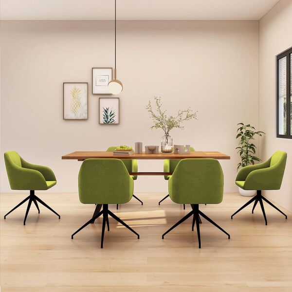 vidaXL Chaises &agrave; manger lot de 6 vert clair velours