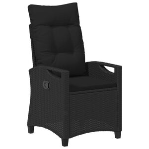 vidaXL Chaise de jardin inclinable Noir 56 x 60 x 112 cm polyrotin