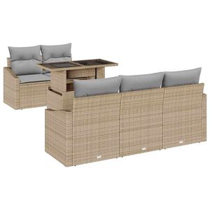 vidaXL Ensemble de canap&eacute; de jardin avec coussin 6 pcs Beige polyrotin