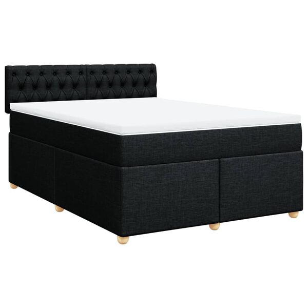 vidaXL Sommier &agrave; lattes de lit avec matelas Noir 140x200 cm Tissu
