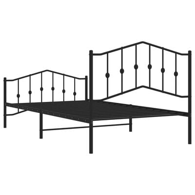 vidaXL Cadre de lit métal sans matelas et pied de lit noir 100x200 cm