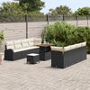 vidaXL Ensemble de canap&eacute; de jardin avec coussin 11 pcs Noir polyrotin