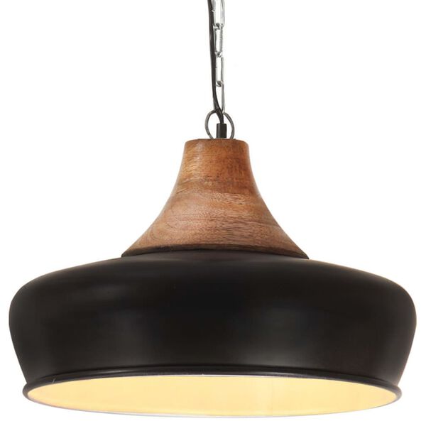 vidaXL Lampe suspendue industrielle Noir Fer et bois solide 26 cm E27