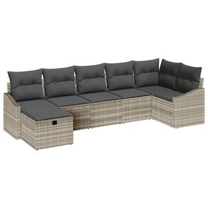 vidaXL Ensemble de Canap&eacute;s 7 pc Gris clair polyrotin