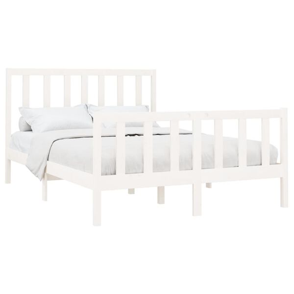 vidaXL Cadre de lit sans matelas blanc 140x190 cm bois de pin massif