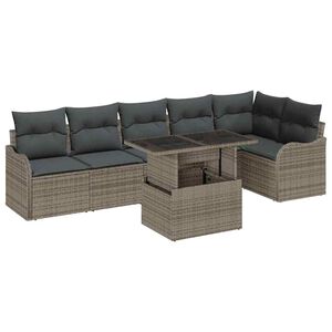 vidaXL Ensemble de Canap&eacute;s avec coussin 7 pcs Gris Poly rotin