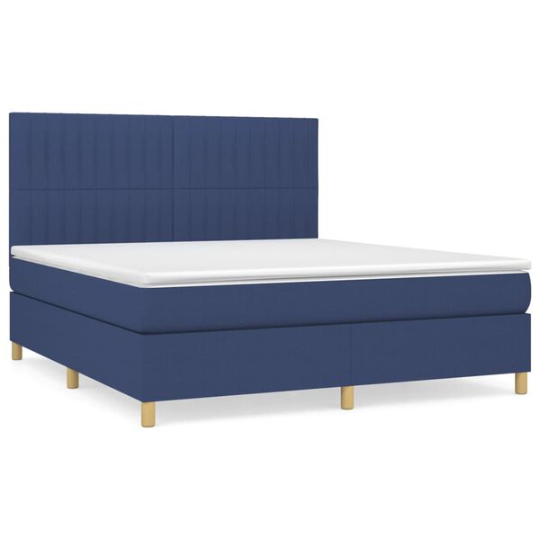 vidaXL Sommier &agrave; lattes de lit avec matelas Bleu 160x200 cm Tissu