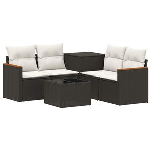 vidaXL Ensemble de Canap&eacute;s 6 pc Noir et blanc cr&egrave;me 55 x 55 x 37 cm