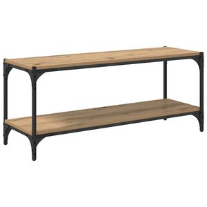 vidaXL Meuble TV 2 niveaux 100x33x41cm Bois d'ing&eacute;nierie et fer