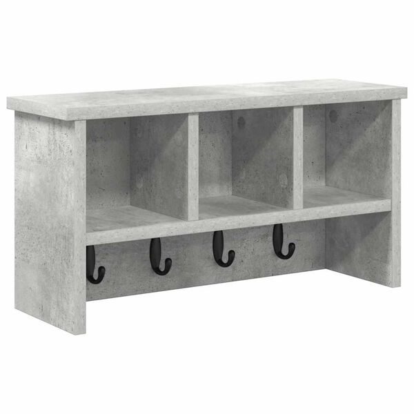 vidaXL Porte-manteau mural avec &eacute;tag&egrave;re Gris b&eacute;ton 50 x 16 x 26 cm