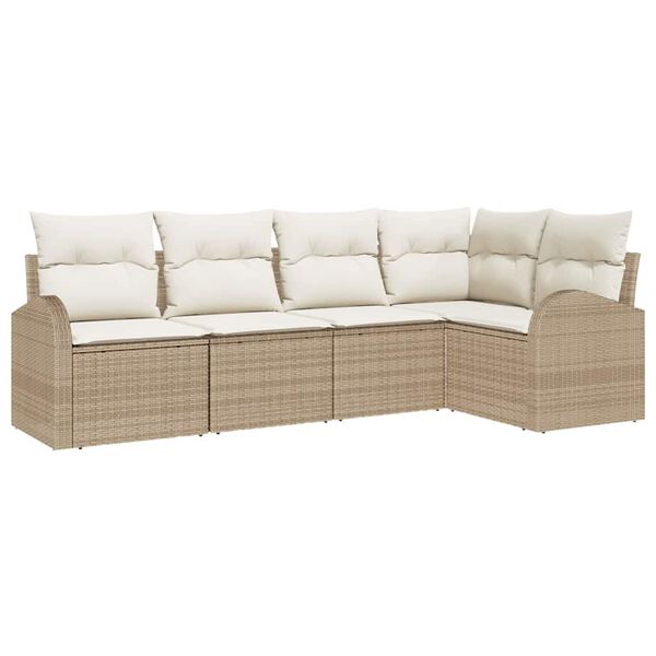vidaXL Ensemble de Canap&eacute;s avec coussin 5 pcs Beige Polyester