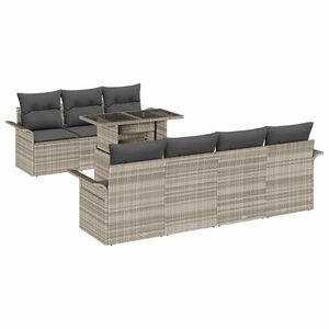 vidaXL Ensemble de canap&eacute; de jardin 8 pc Gris clair polyrotin