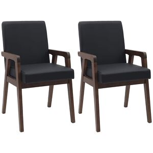 vidaXL Chaises de salle &agrave; manger avec coussins (2 pcs) bois massif marron caoutchouc
