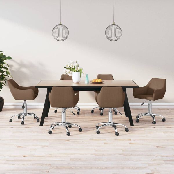 vidaXL Chaises pivotantes &agrave; manger lot de 6 marron tissu