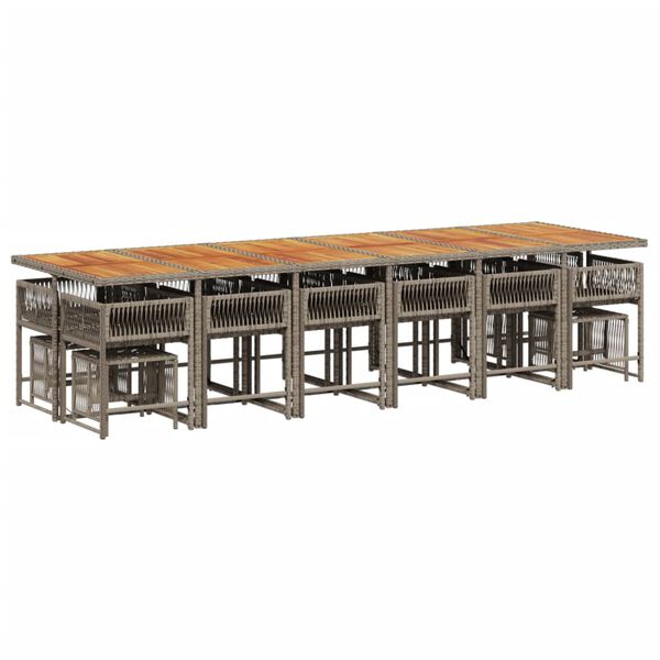 vidaXL Ensemble &agrave; manger de jardin 17 pcs et coussins r&eacute;sine tress&eacute;e