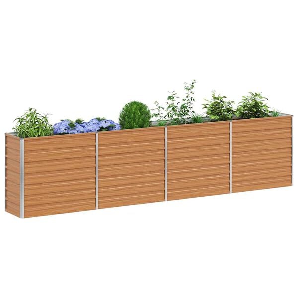vidaXL Lit sur&eacute;lev&eacute; de jardin 320x40x77 cm Acier galvanis&eacute; Argent&eacute;