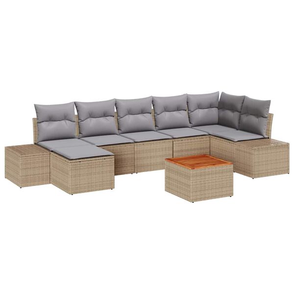 vidaXL Ensemble de canap&eacute; de jardin avec coussin 8 pcs Beige polyrotin