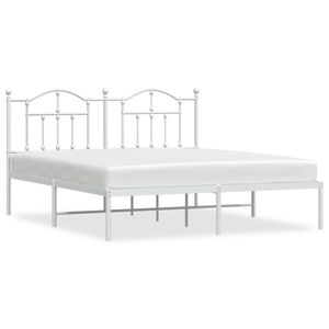 vidaXL Cadre de lit m&eacute;tal sans matelas et t&ecirc;te de lit blanc 180x200 cm