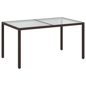 vidaXL Table de jardin 150x90x75 cm Verre tremp&eacute;/r&eacute;sine tress&eacute;e Marron