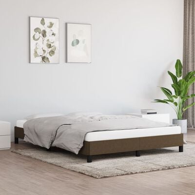 vidaXL Cadre de lit sans matelas marron foncé 140x200 cm tissu