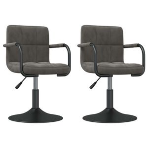 vidaXL Chaises pivotantes &agrave; manger lot de 2 gris fonc&eacute; velours