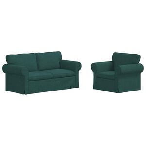 vidaXL Canap&eacute; 2 pcs Vert fonc&eacute;