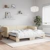 vidaXL Lit de jour avec gigogne et matelas cr&egrave;me 100x200 cm tissu