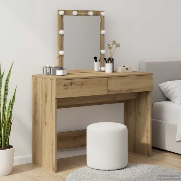 vidaXL Table de Toilette avec tiroir Ch&ecirc;ne artisanal 100 x 40 x 130 cm