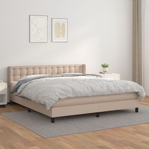 vidaXL Sommier &agrave; lattes de lit avec matelas Cappuccino 160x200 cm